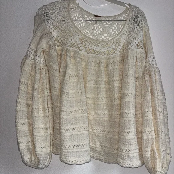 Free People Off-the-Shoulder Cream Sweater - Picture 2 of 6